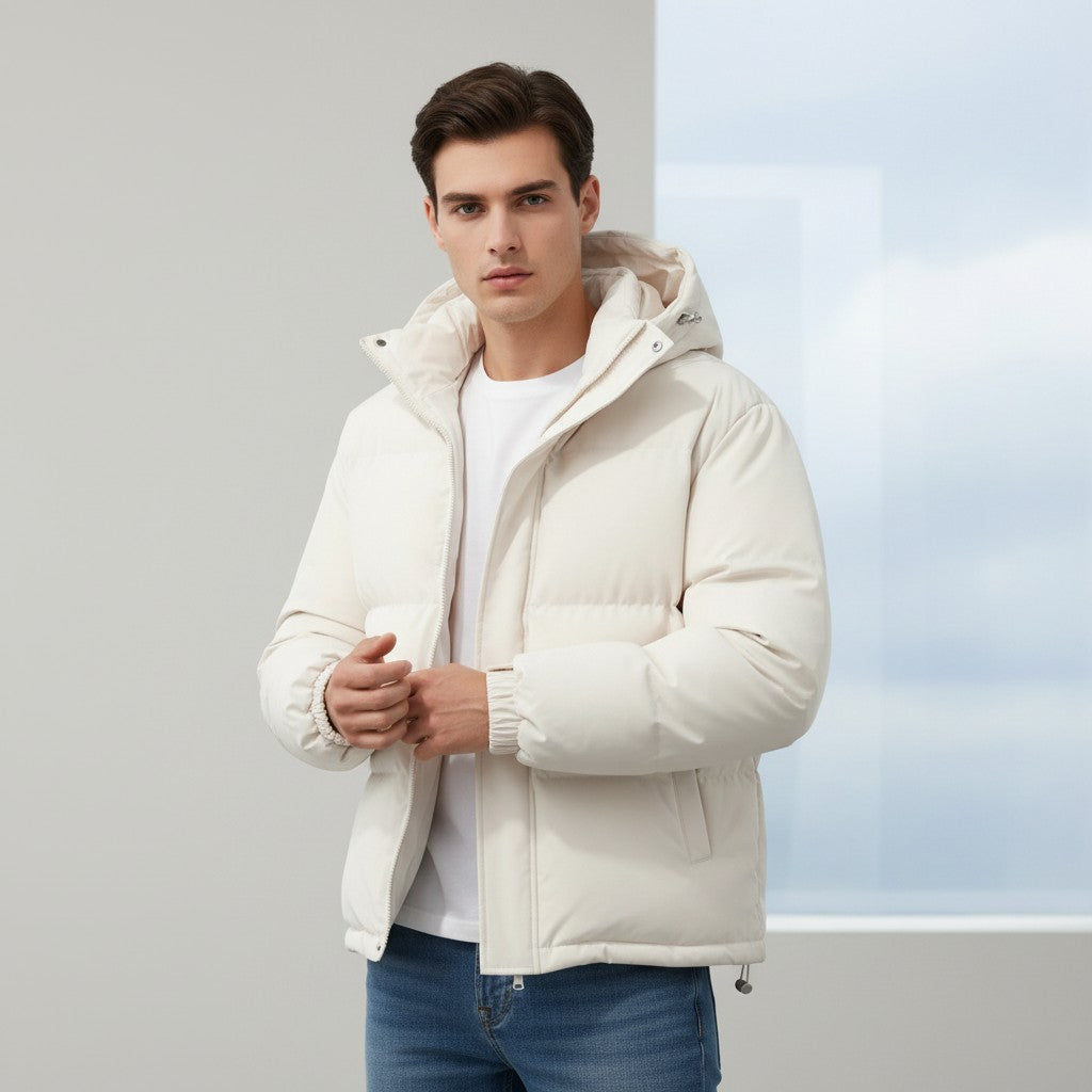 Men’s Winter Lightweight Down Jacket with Hood-Bon Voyage Vintage