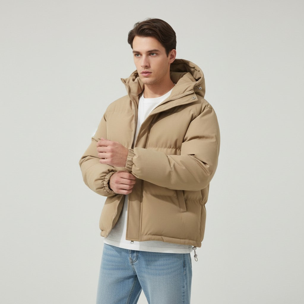Men’s Winter Lightweight Down Jacket with Hood-Bon Voyage Vintage