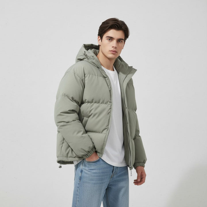 Men’s Winter Lightweight Down Jacket with Hood-Bon Voyage Vintage