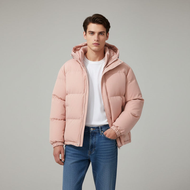 Men’s Winter Lightweight Down Jacket with Hood-Bon Voyage Vintage