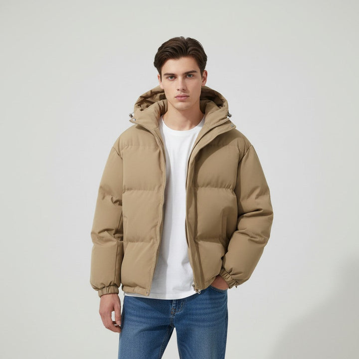 Men’s Winter Lightweight Down Jacket with Hood-Bon Voyage Vintage