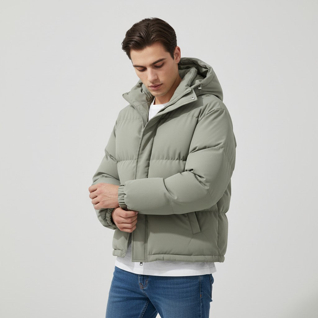 Men’s Winter Lightweight Down Jacket with Hood-Bon Voyage Vintage