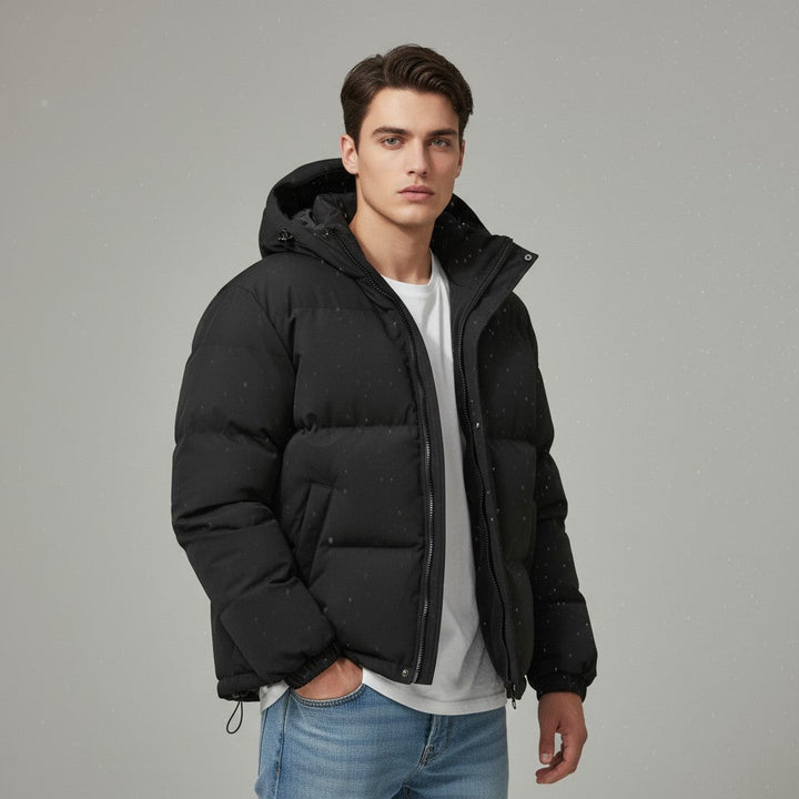 Men’s Winter Lightweight Down Jacket with Hood-Bon Voyage Vintage