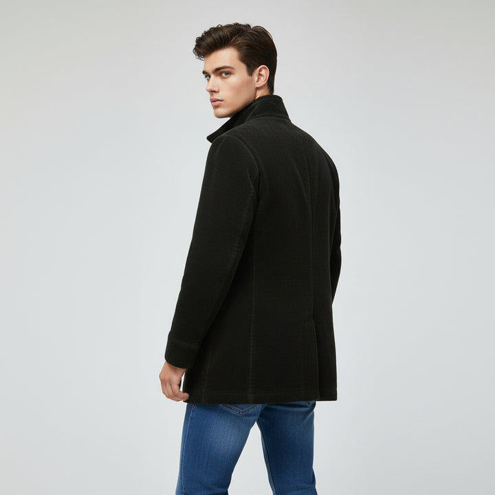 Men’s Winter Stand Collar Button-Up Jacket Casual Blazer Style Outerwear-Bon Voyage Vintage