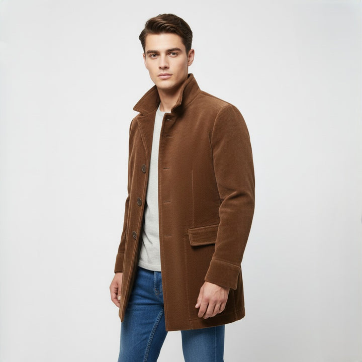 Men’s Winter Stand Collar Button-Up Jacket Casual Blazer Style Outerwear-Bon Voyage Vintage