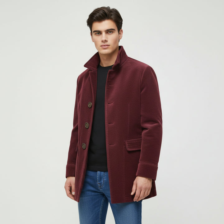 Men’s Winter Stand Collar Button-Up Jacket Casual Blazer Style Outerwear-Bon Voyage Vintage