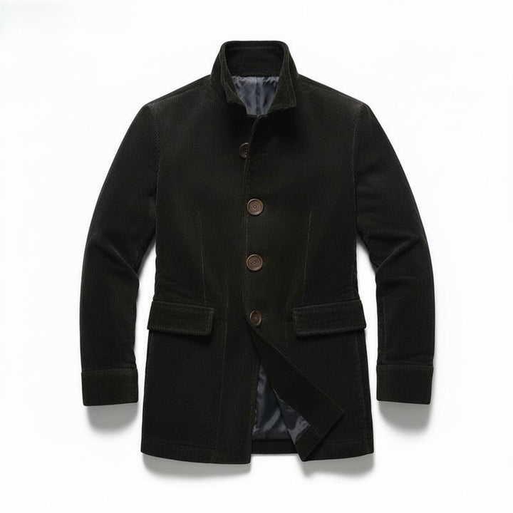 Men’s Winter Stand Collar Button-Up Jacket Casual Blazer Style Outerwear-Bon Voyage Vintage
