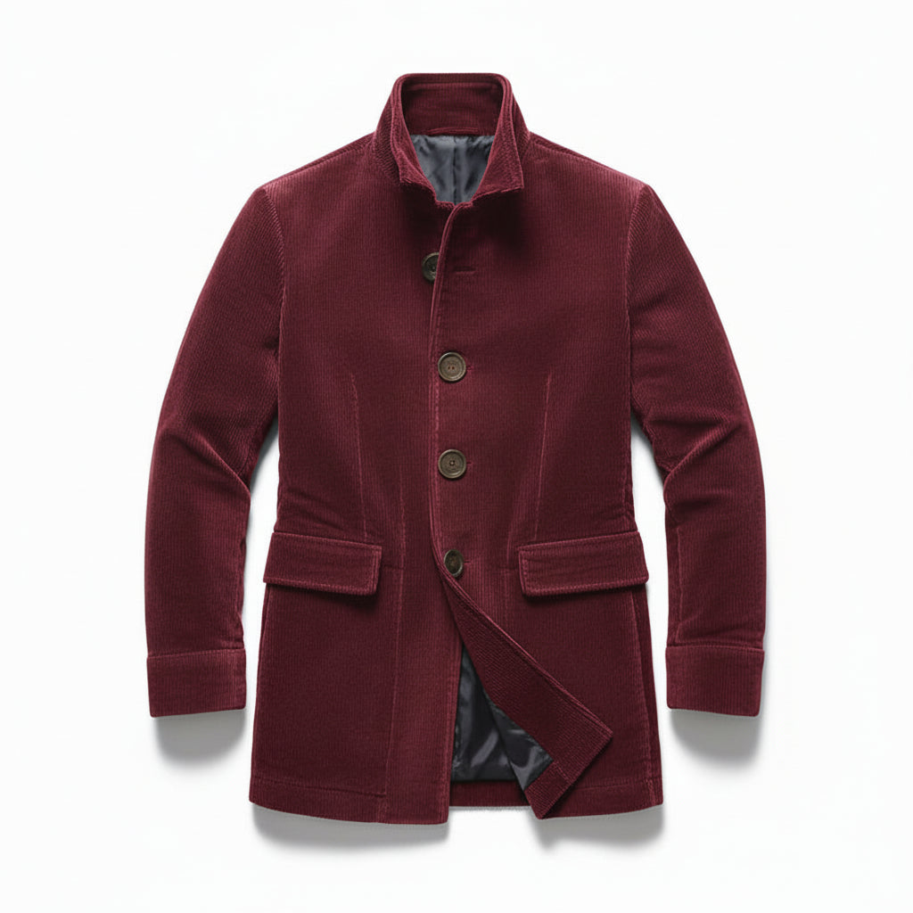 Men’s Winter Stand Collar Button-Up Jacket Casual Blazer Style Outerwear-Bon Voyage Vintage