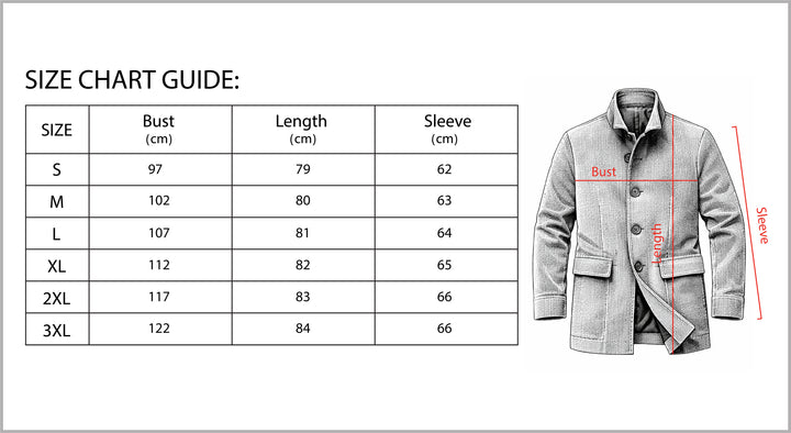 Men’s Winter Stand Collar Button-Up Jacket Casual Blazer Style Outerwear-Bon Voyage Vintage