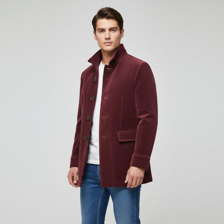 Men’s Winter Stand Collar Button-Up Jacket Casual Blazer Style Outerwear-Bon Voyage Vintage
