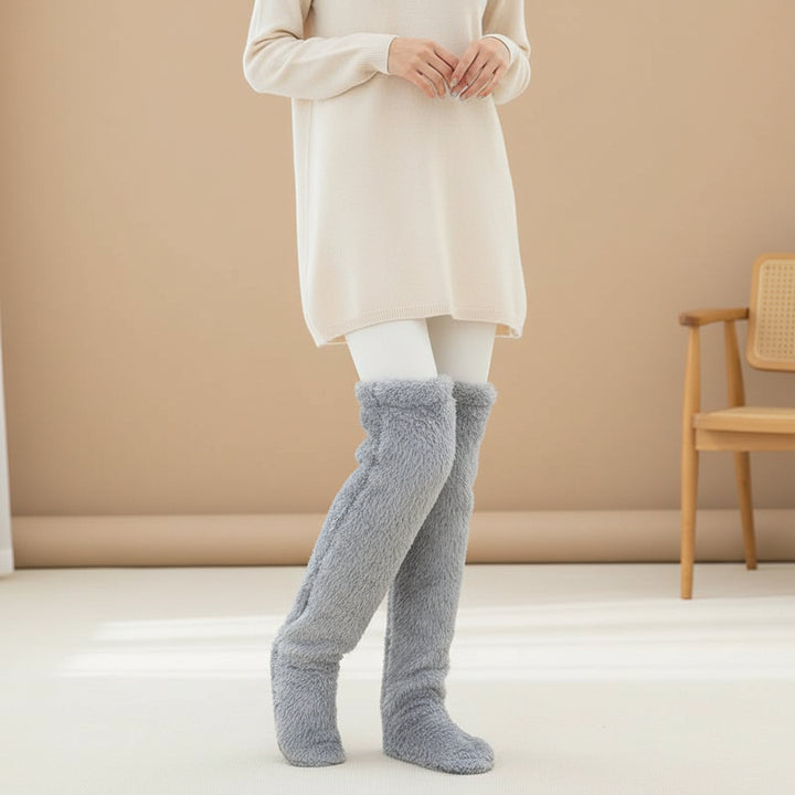 Over Knee High Fuzzy Socks Winter Warm Long Cozy Socks-Bon Voyage Vintage