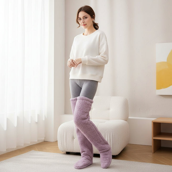 Over Knee High Fuzzy Socks Winter Warm Long Cozy Socks-Bon Voyage Vintage
