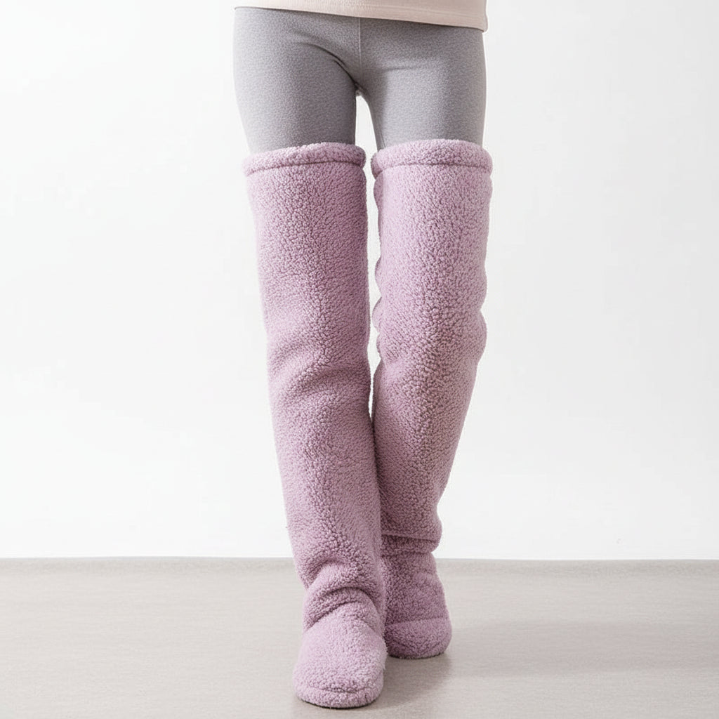 Over Knee High Fuzzy Socks Winter Warm Long Cozy Socks-Bon Voyage Vintage