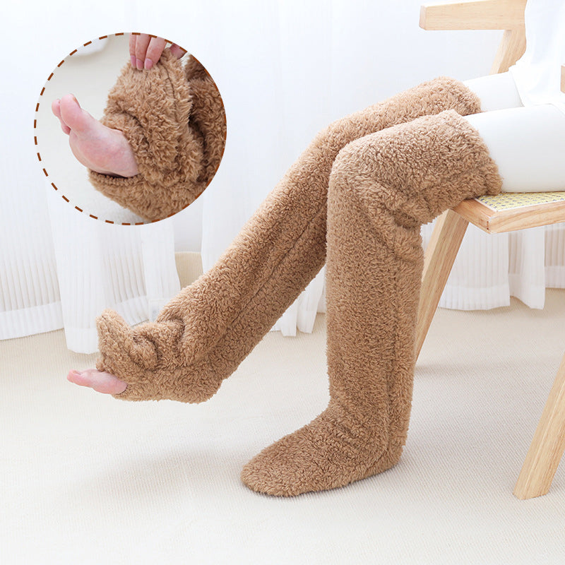 Over Knee High Fuzzy Socks Winter Warm Long Cozy Socks-Bon Voyage Vintage