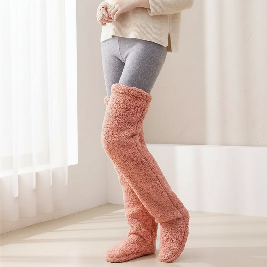 Over Knee High Fuzzy Socks Winter Warm Long Cozy Socks-Bon Voyage Vintage