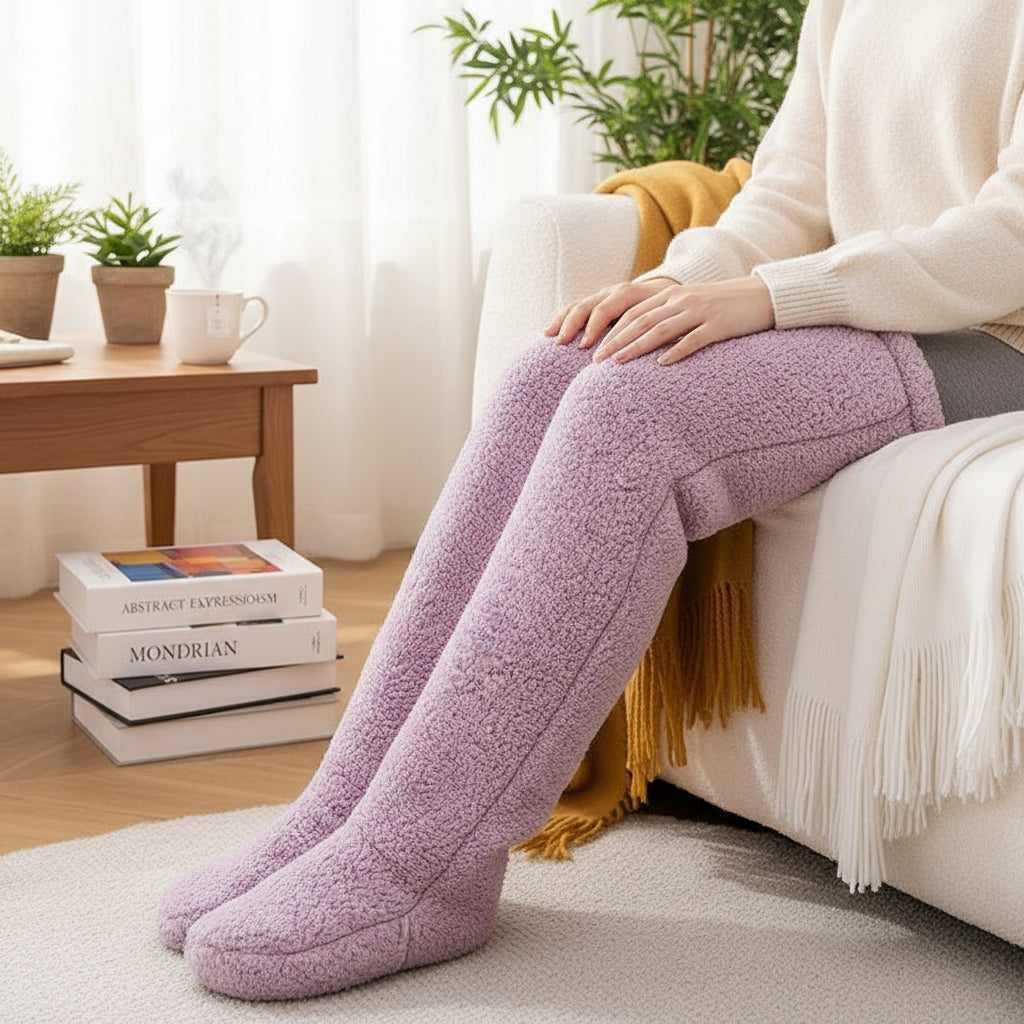 Over Knee High Fuzzy Socks Winter Warm Long Cozy Socks-Bon Voyage Vintage