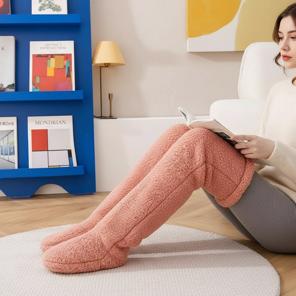 Over Knee High Fuzzy Socks Winter Warm Long Cozy Socks-Bon Voyage Vintage