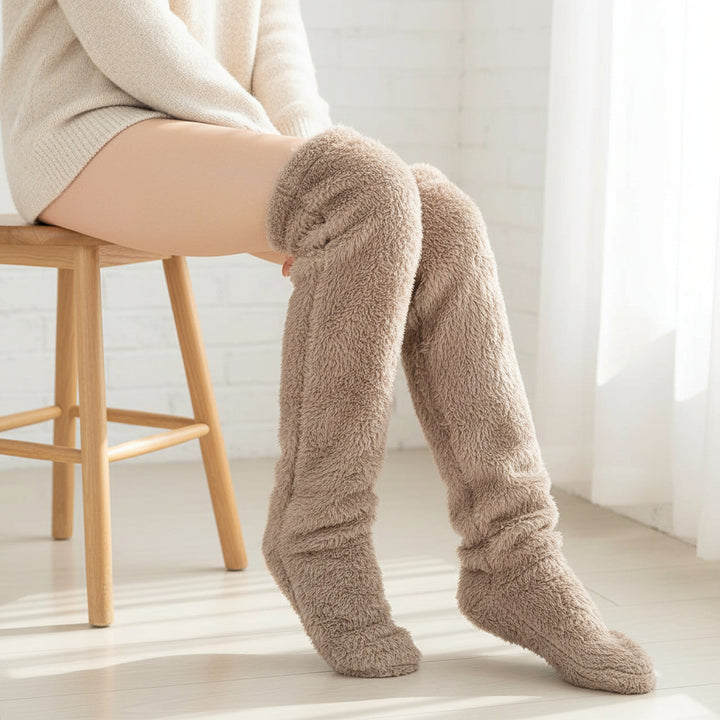 Over Knee High Fuzzy Socks Winter Warm Long Cozy Socks-Bon Voyage Vintage
