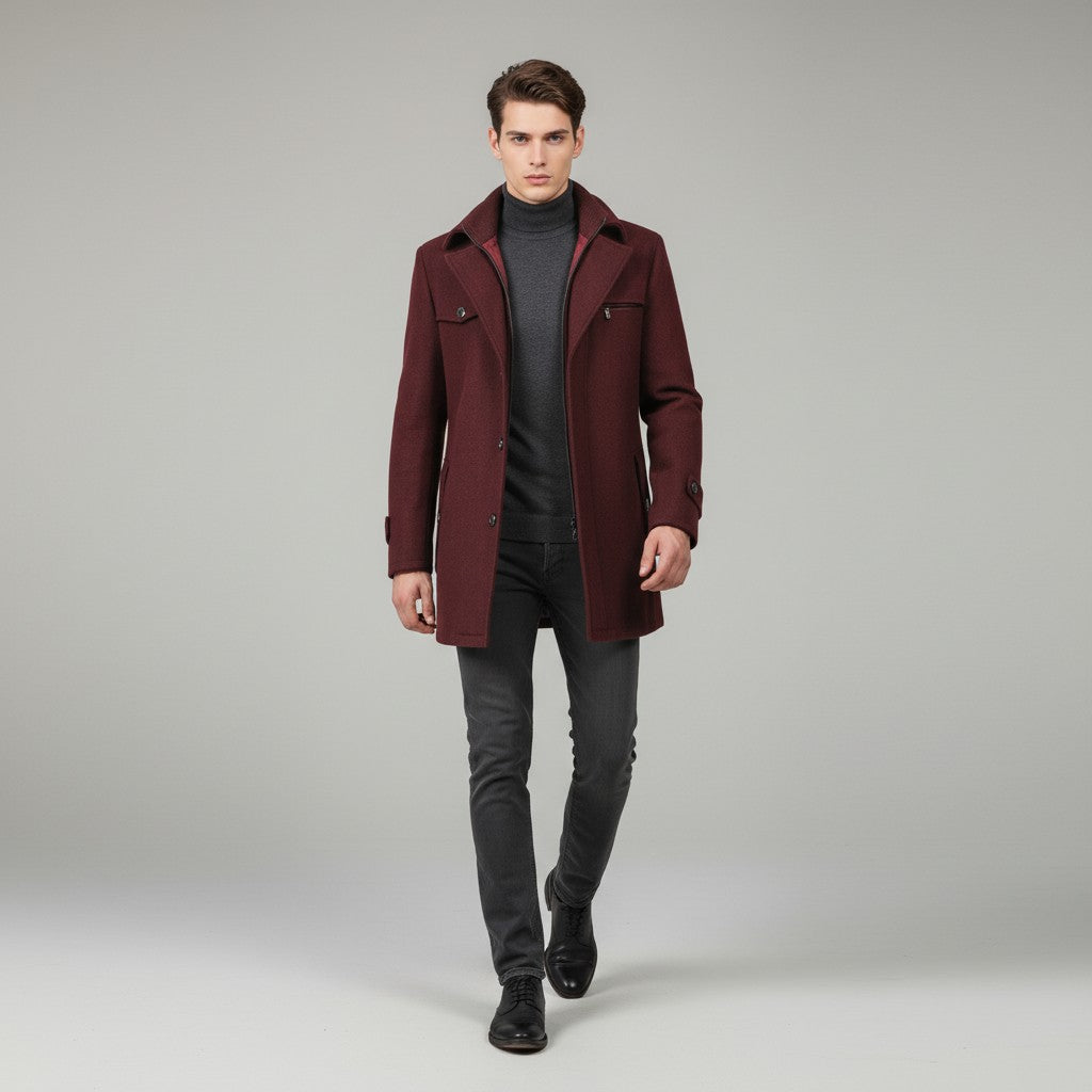 Polyester Wool Blend Cold Weather Outerwear Winter Jacket-Bon Voyage Vintage