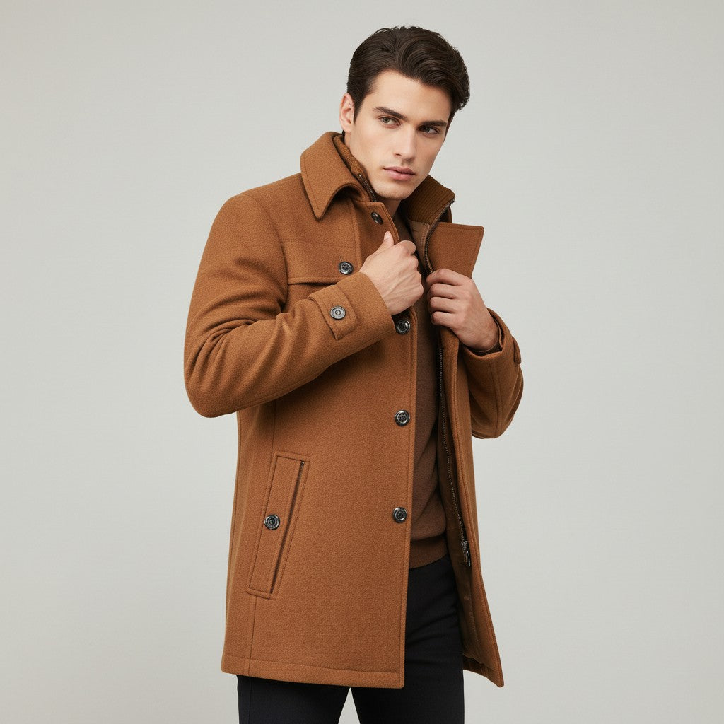 Polyester Wool Blend Cold Weather Outerwear Winter Jacket-Bon Voyage Vintage