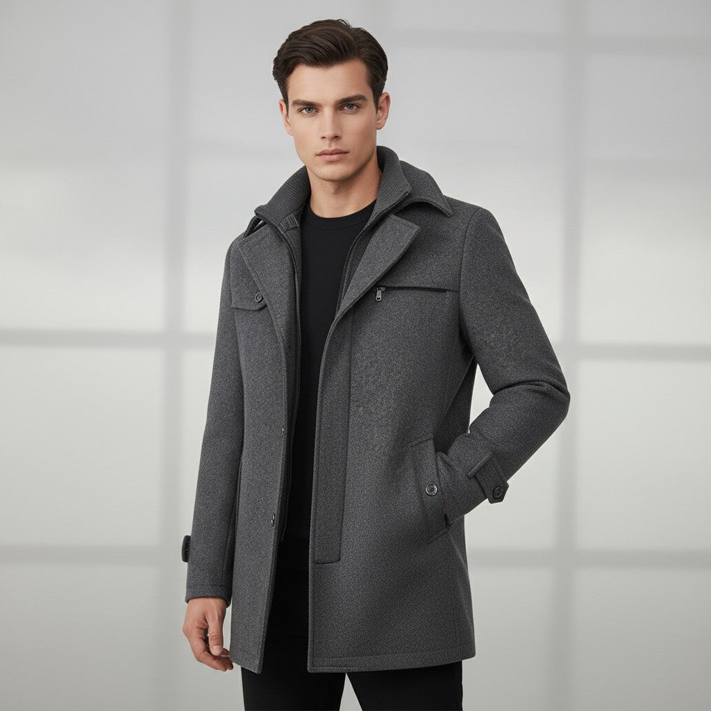 Polyester Wool Blend Cold Weather Outerwear Winter Jacket-Bon Voyage Vintage