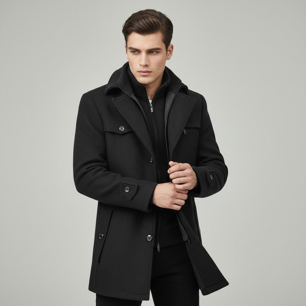 Polyester Wool Blend Cold Weather Outerwear Winter Jacket-Bon Voyage Vintage