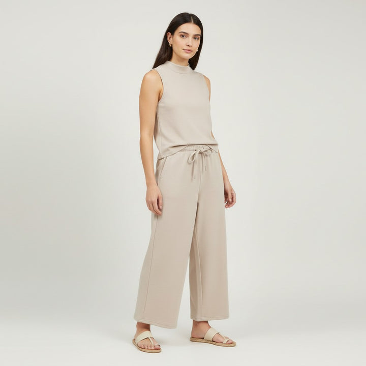 Sleeveless Top and Wide Leg Cropped Pants Set-Bon Voyage Vintage
