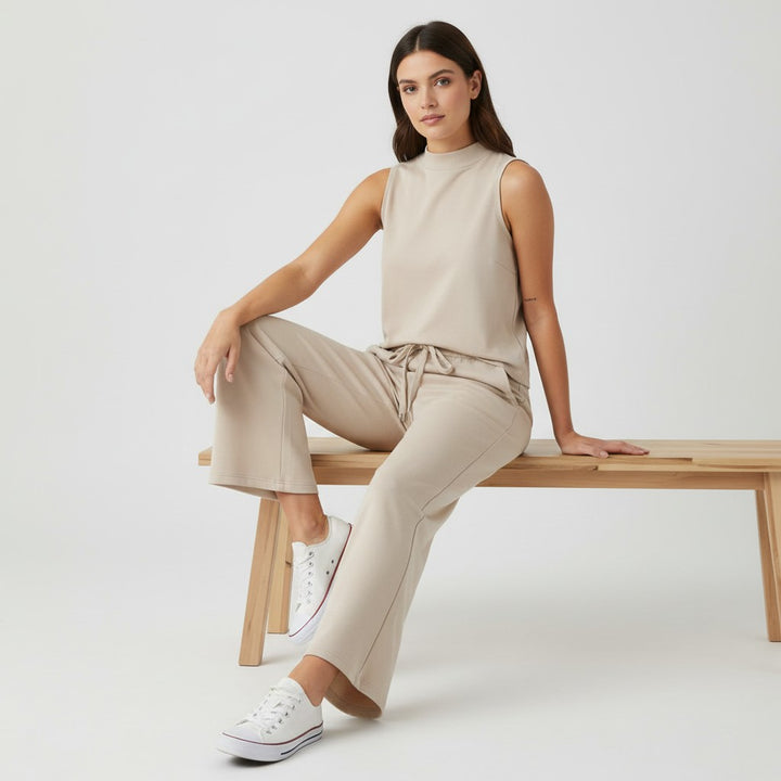 Sleeveless Top and Wide Leg Cropped Pants Set-Bon Voyage Vintage