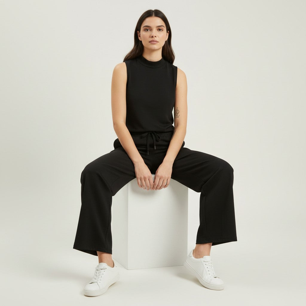 Sleeveless Top and Wide Leg Cropped Pants Set-Bon Voyage Vintage
