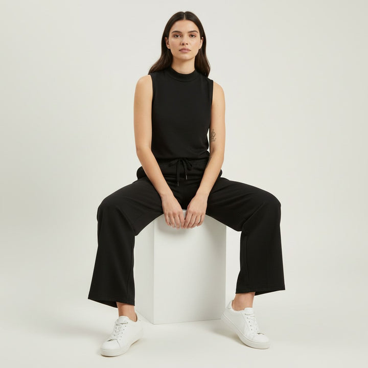 Sleeveless Top and Wide Leg Cropped Pants Set-Bon Voyage Vintage