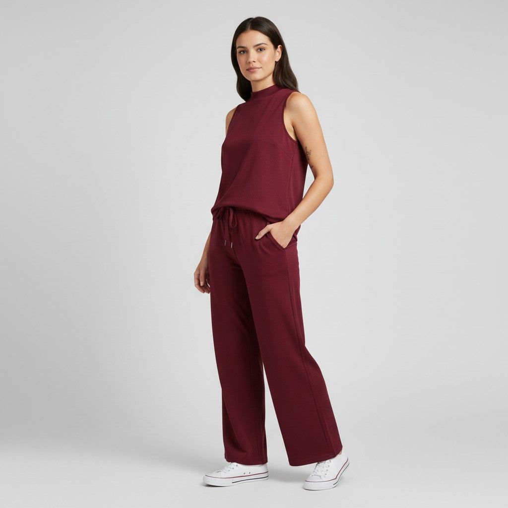 Sleeveless Top and Wide Leg Cropped Pants Set-Bon Voyage Vintage