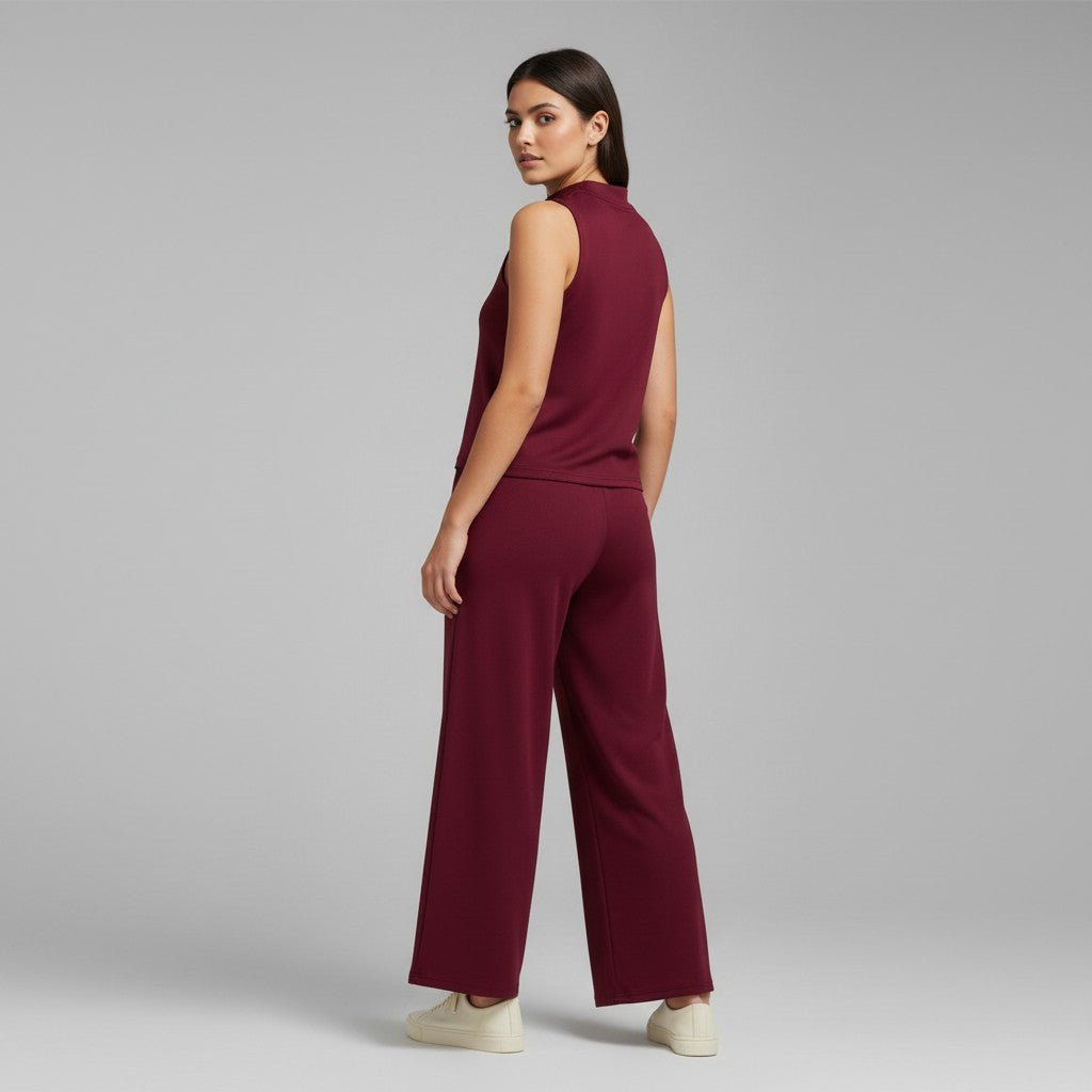 Sleeveless Top and Wide Leg Cropped Pants Set-Bon Voyage Vintage