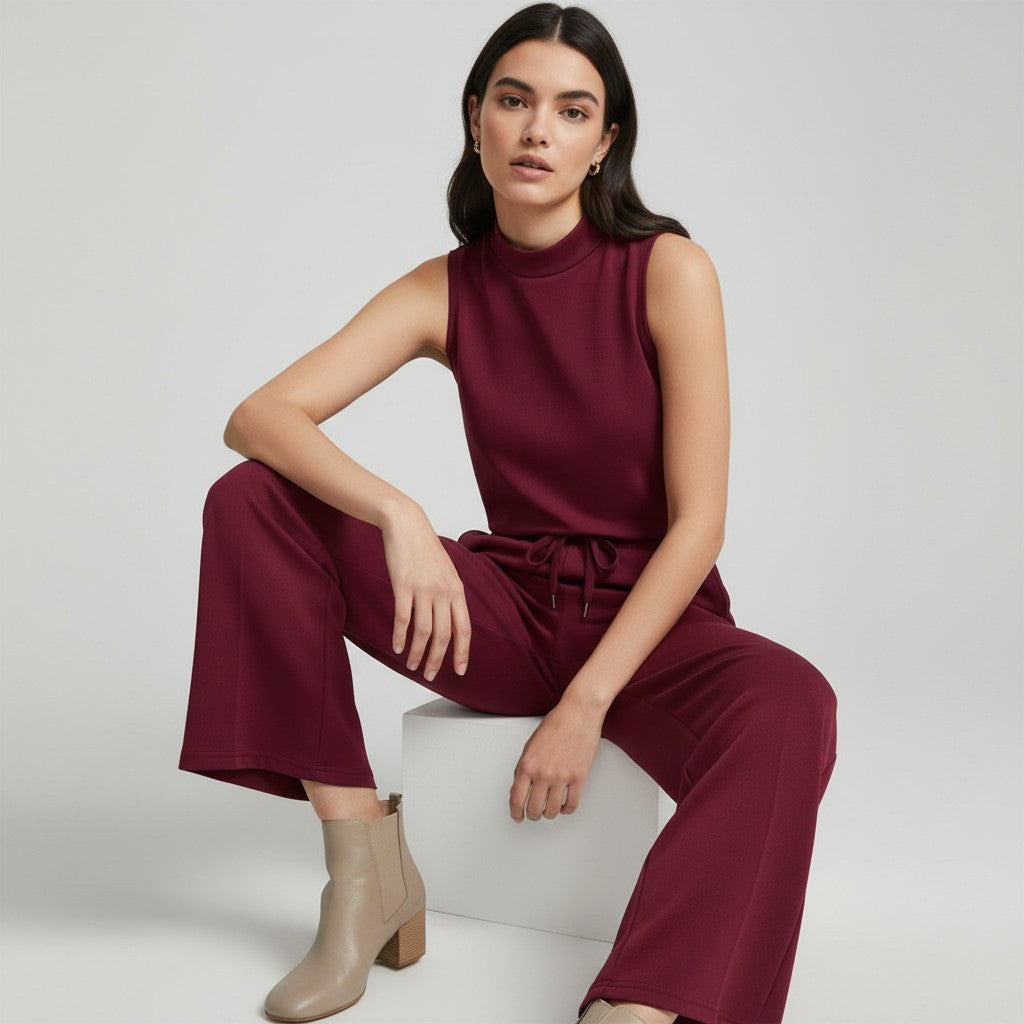 Sleeveless Top and Wide Leg Cropped Pants Set-Bon Voyage Vintage