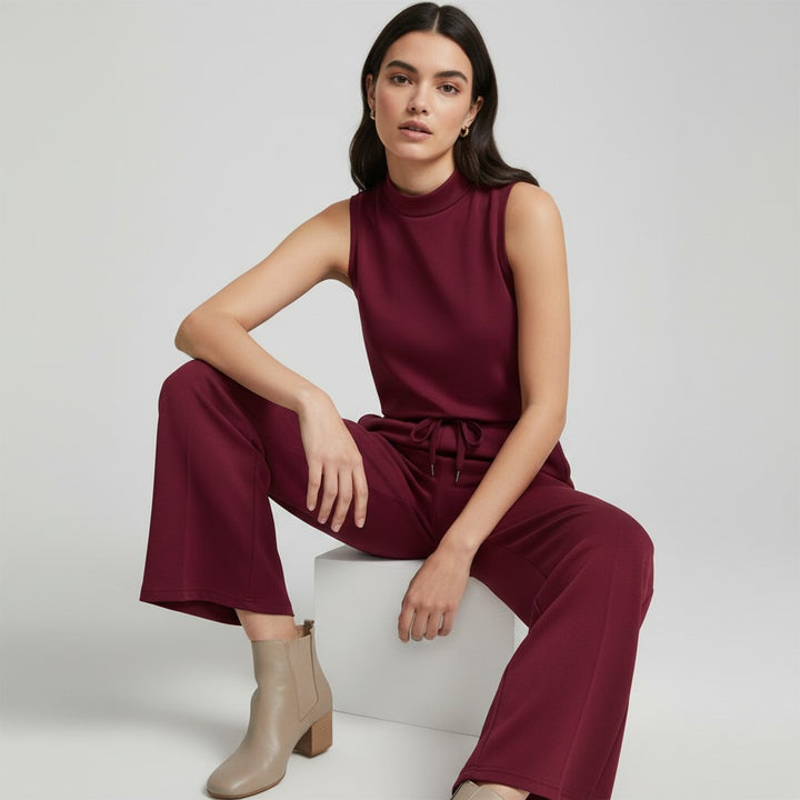 Sleeveless Top and Wide Leg Cropped Pants Set-Bon Voyage Vintage