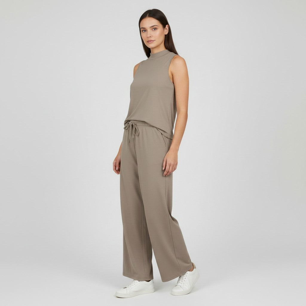 Sleeveless Top and Wide Leg Cropped Pants Set-Bon Voyage Vintage