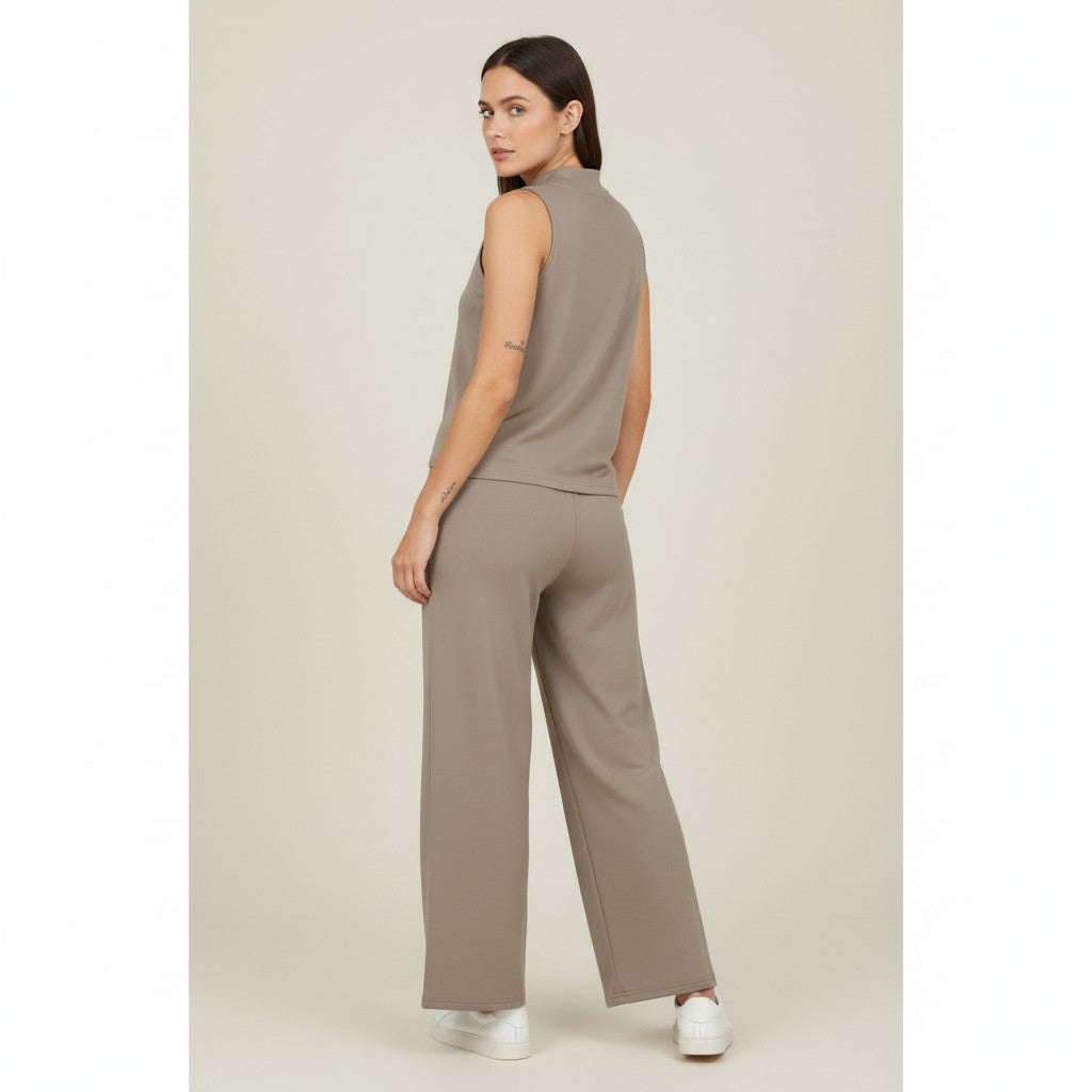 Sleeveless Top and Wide Leg Cropped Pants Set-Bon Voyage Vintage