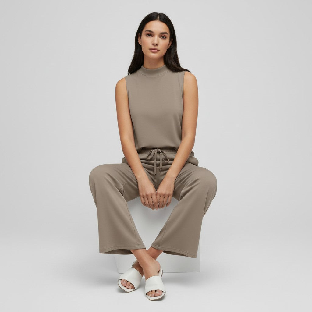 Sleeveless Top and Wide Leg Cropped Pants Set-Bon Voyage Vintage