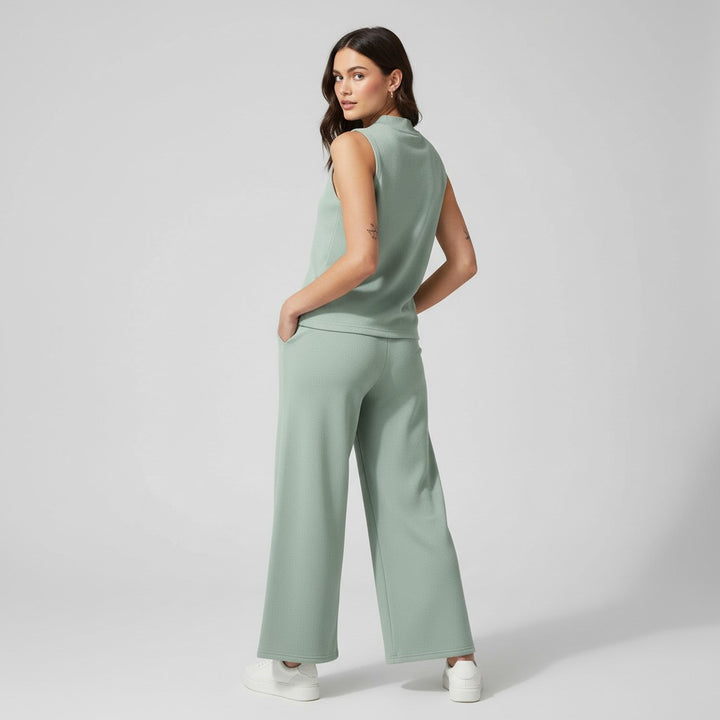 Sleeveless Top and Wide Leg Cropped Pants Set-Bon Voyage Vintage
