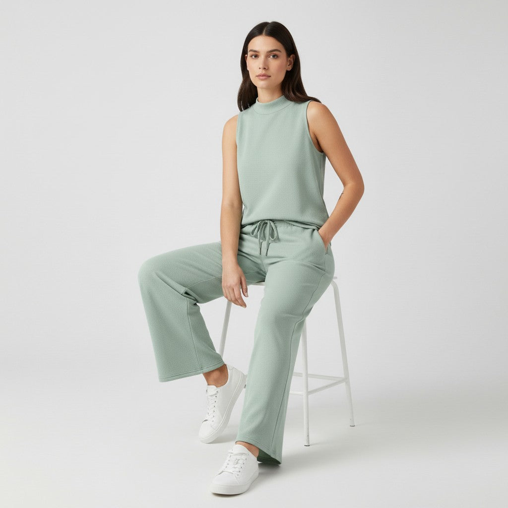 Sleeveless Top and Wide Leg Cropped Pants Set-Bon Voyage Vintage