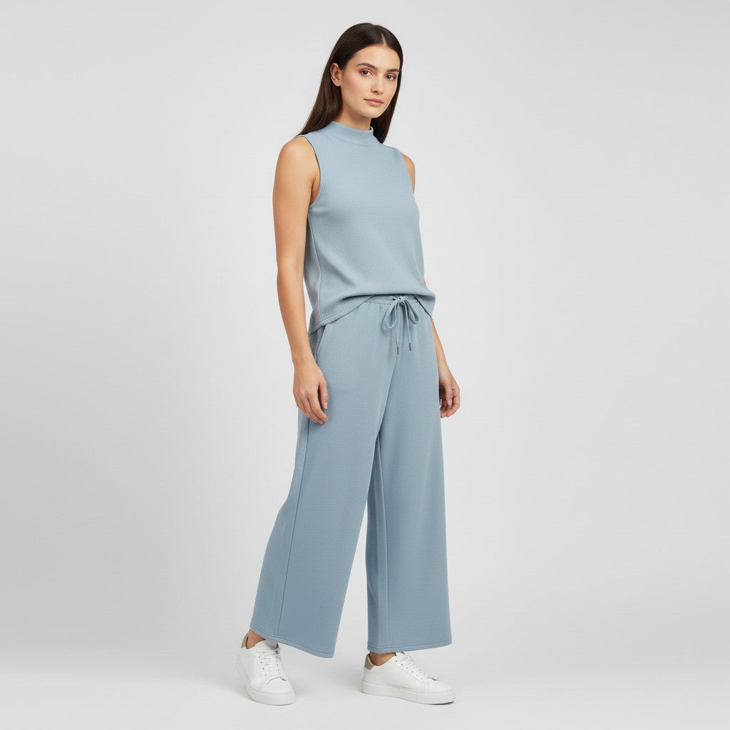 Sleeveless Top and Wide Leg Cropped Pants Set-Bon Voyage Vintage