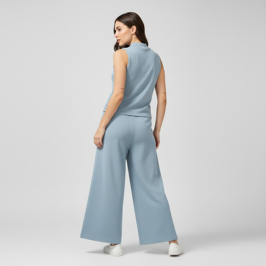 Sleeveless Top and Wide Leg Cropped Pants Set-Bon Voyage Vintage