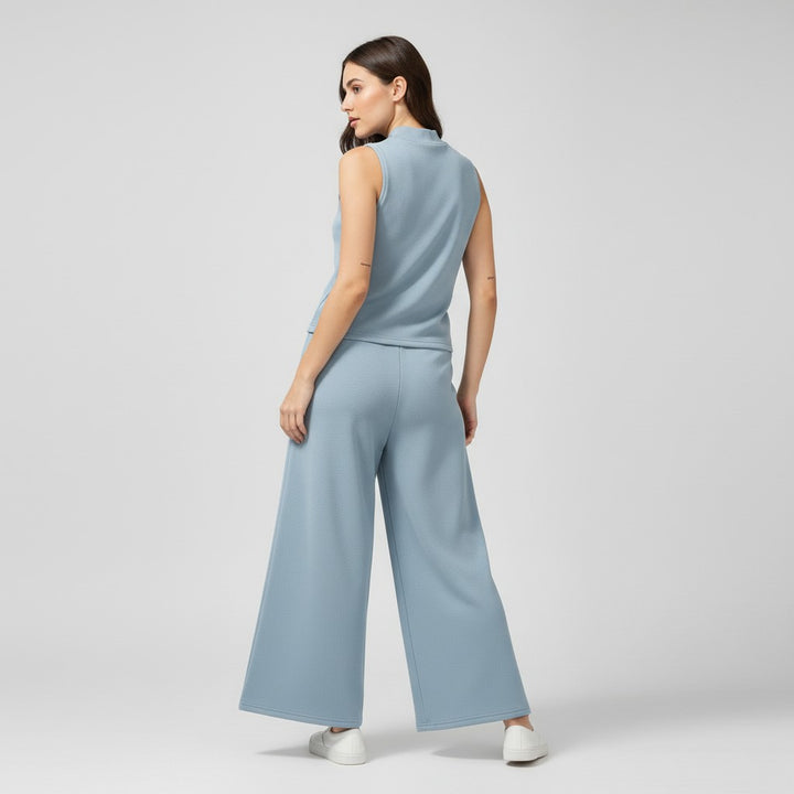 Sleeveless Top and Wide Leg Cropped Pants Set-Bon Voyage Vintage