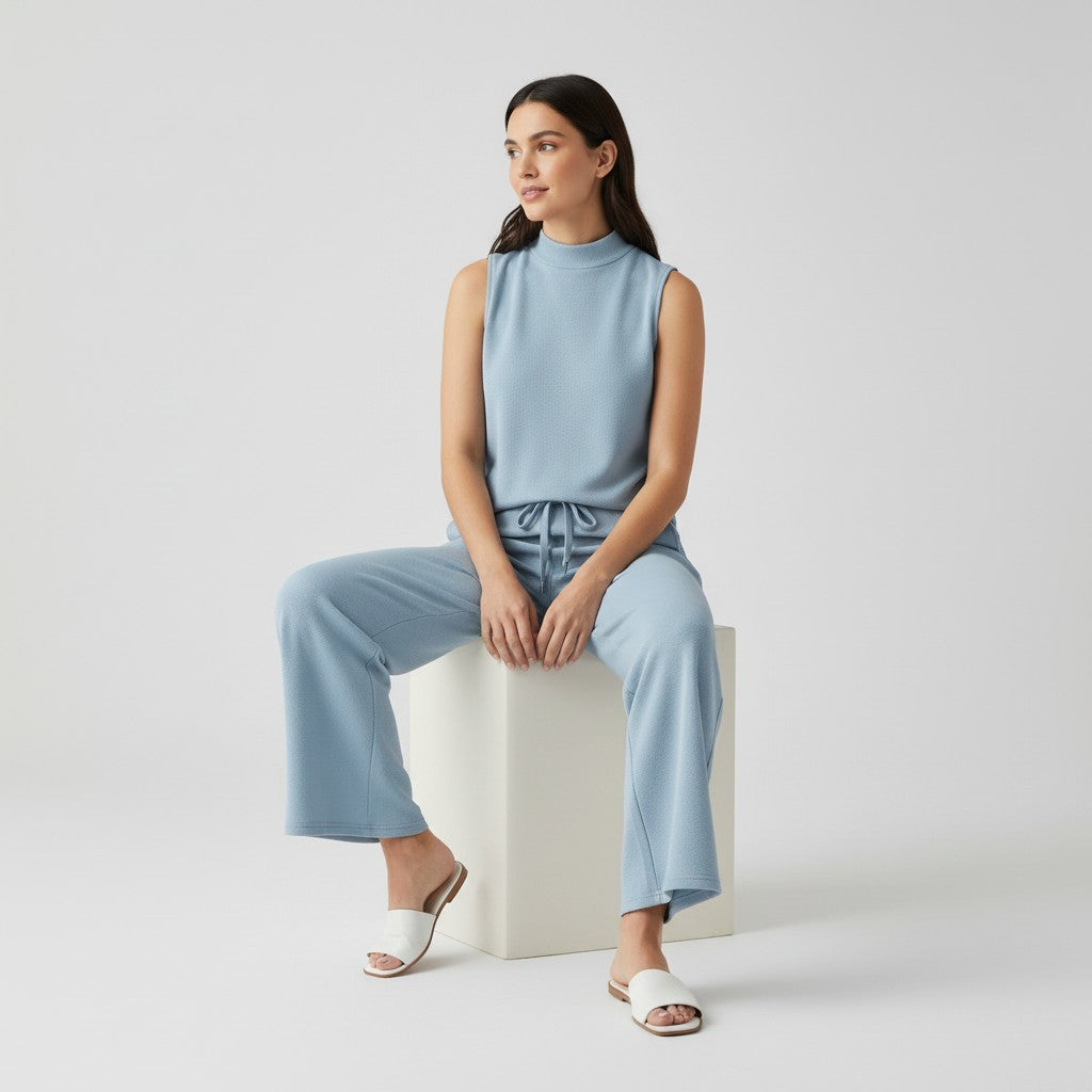 Sleeveless Top and Wide Leg Cropped Pants Set-Bon Voyage Vintage