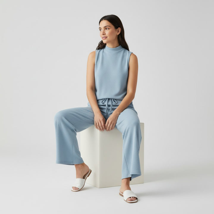 Sleeveless Top and Wide Leg Cropped Pants Set-Bon Voyage Vintage