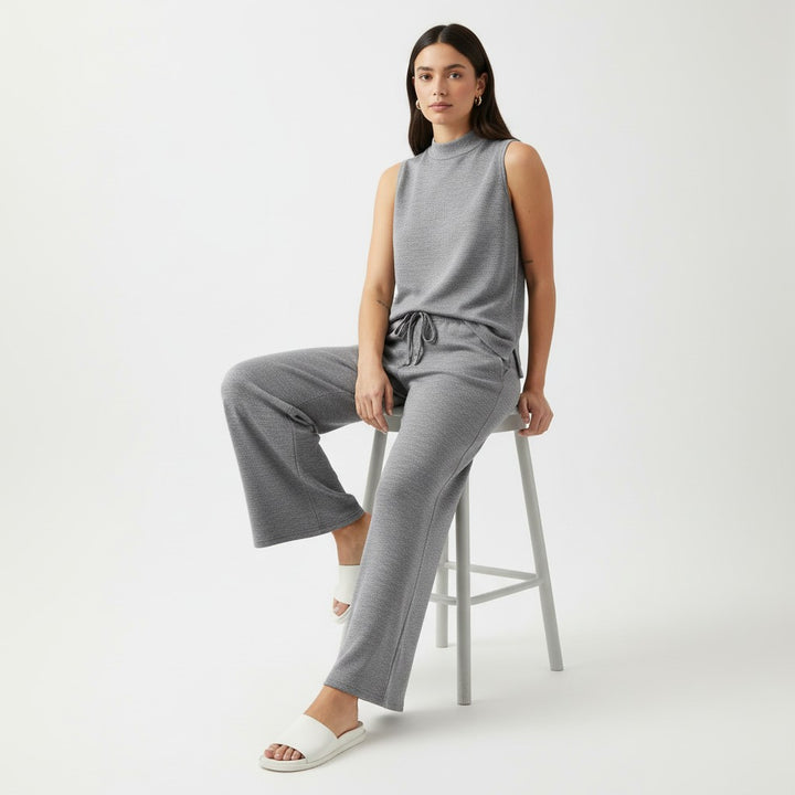 Sleeveless Top and Wide Leg Cropped Pants Set-Bon Voyage Vintage