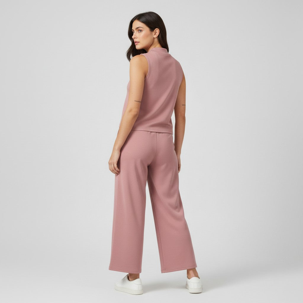 Sleeveless Top and Wide Leg Cropped Pants Set-Bon Voyage Vintage