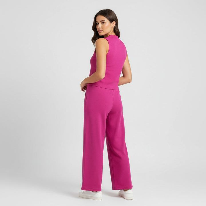 Sleeveless Top and Wide Leg Cropped Pants Set-Bon Voyage Vintage