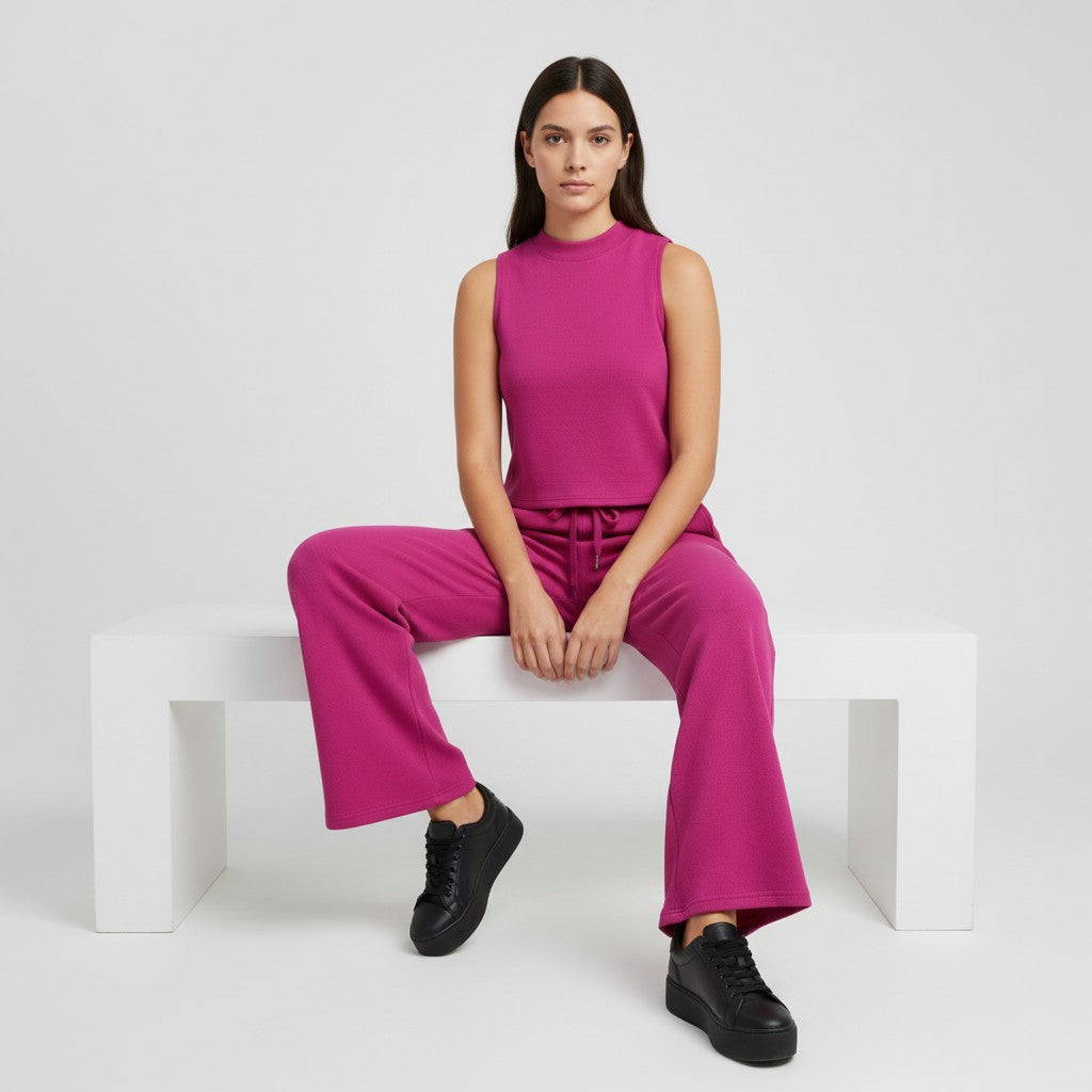Sleeveless Top and Wide Leg Cropped Pants Set-Bon Voyage Vintage