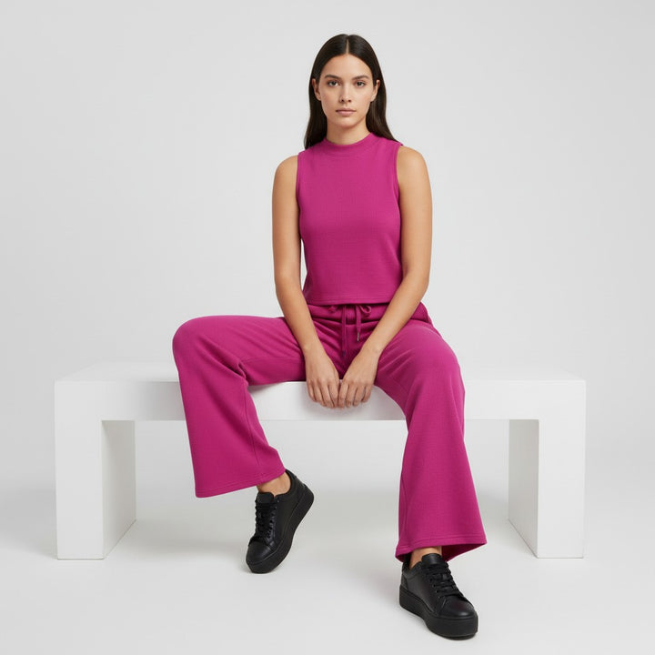 Sleeveless Top and Wide Leg Cropped Pants Set-Bon Voyage Vintage