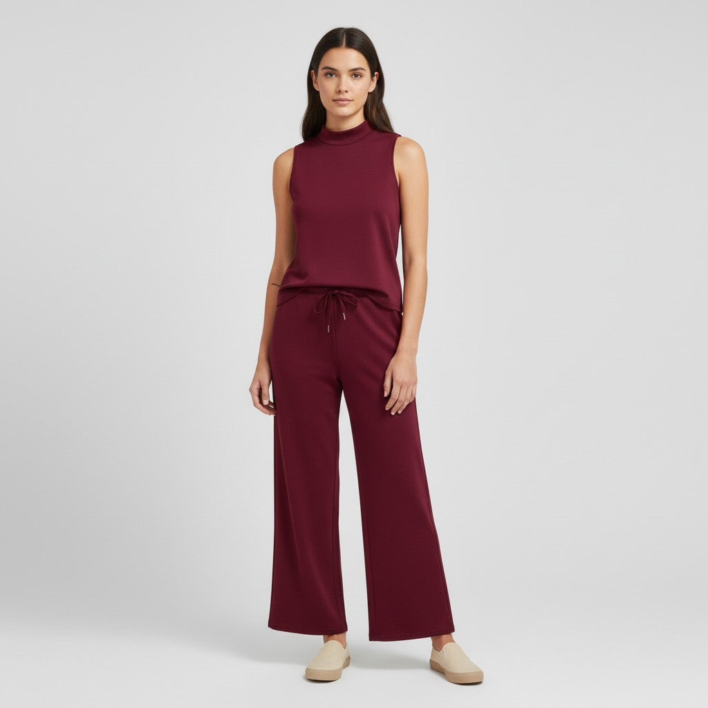 Sleeveless Top and Wide Leg Cropped Pants Set-Bon Voyage Vintage